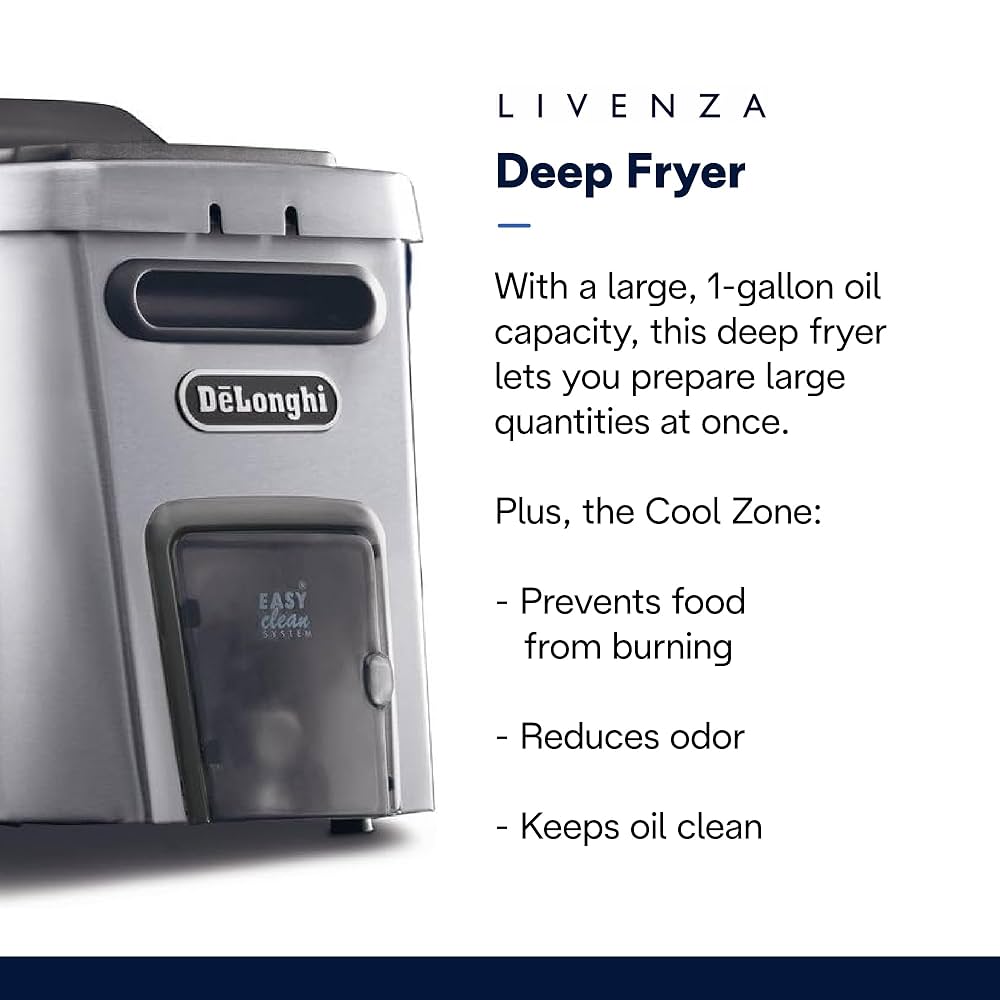(未使用･未開封品)　DeLonghi America D44528DZ Livenza Easy Clean Deep Fryer Silver by DeLonghi 0pbj0lf Livenza Deep Fryer D44528DZ Cool zone | De'Longhi